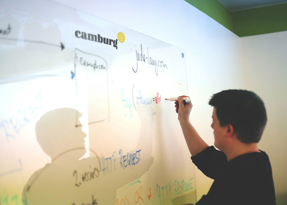 Man writing on a whiteboard